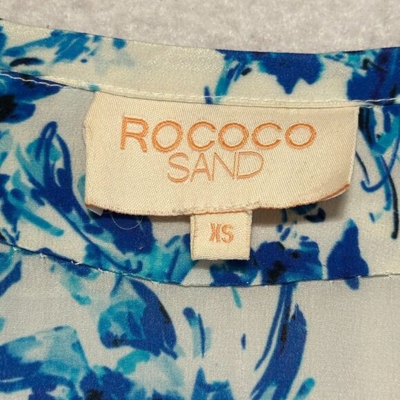 ROCOCO SAND Romantic Floral Tiered Maxi Dress Silk Beaded V-neck  XS - Picture 10 of 13